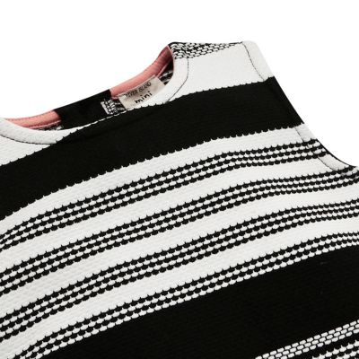 Mini girls black stripe double layer dress